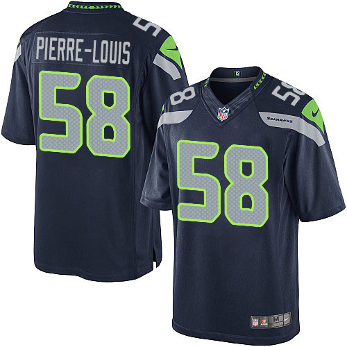 Men's Limited Kevin Pierre-Louis Nike Jersey Navy Blue Home - #58 NFL Seattle Seahawks